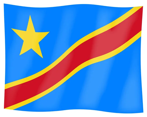 Flag African Country Democratic Republic Congo Waving Wind — Stock Photo, Image