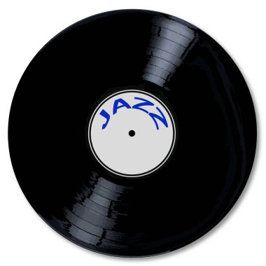 Tipik Lp vinil kayıtla caz metinle beyaz bir arka plan üzerinde boş bir labell