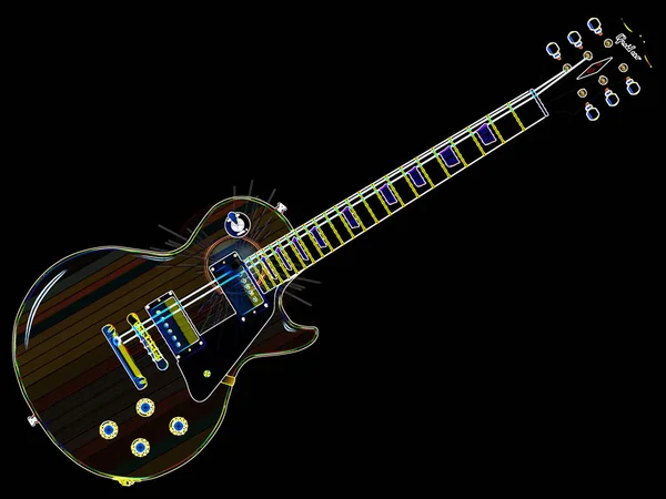 A classic style electric blues guitar in neon light abstract