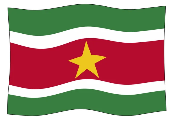 Bandera Del País Sudamericano Surinam Ondeando Viento — Foto de Stock