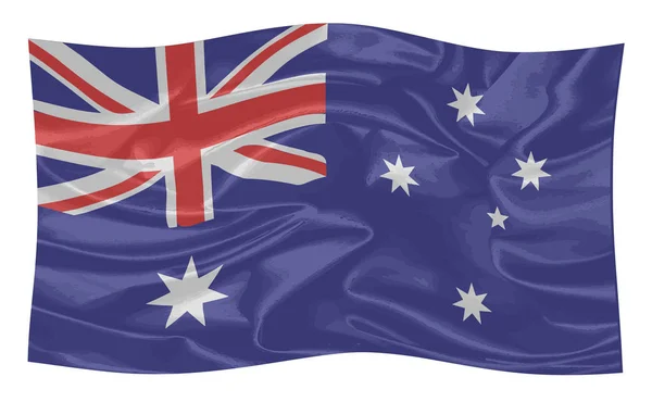 風になびかせて絹の効果の背景を持つオーストラリアの国旗 — ストック写真