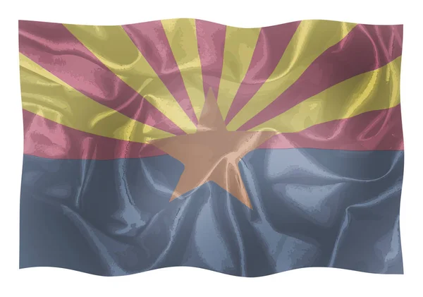 亚利桑那州的州旗在风中飘扬 — 图库照片