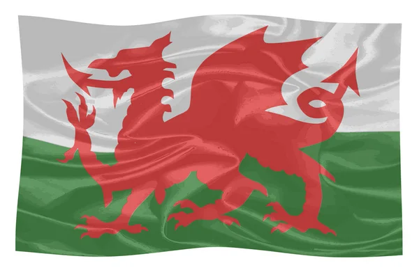 Pano Nacional Dragão Bandeira País Gales Balançando Vento — Fotografia de Stock