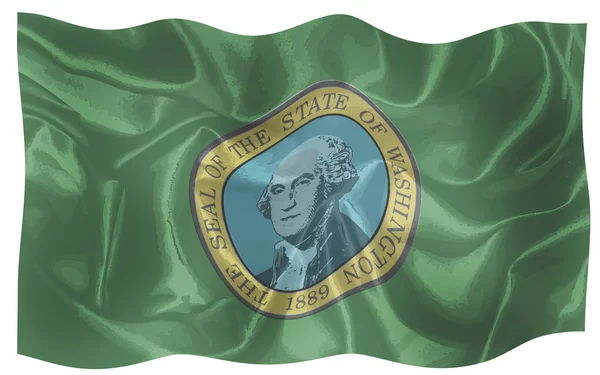 Bandeira Estado Washington Com Motivo Selo Estado Washington Acenando Brisa — Fotografia de Stock