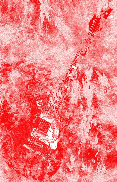Gitara Elektryczna Tło Obiektu Bryłowego Czerwony Spalanie Inferno — Zdjęcie stockowe