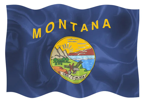 そよ風になびかせてアメリカ合衆国モンタナ州の州旗 — ストック写真