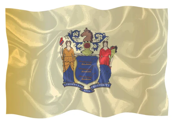 Прапор Держава Нью Джерсі Розмахуючи Вітрі Ізольовані Білому Фоні — стокове фото