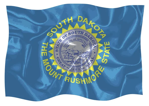 Bendera Negara Bagian Dakota Selatan Melambai Lambaikan Angin — Stok Foto