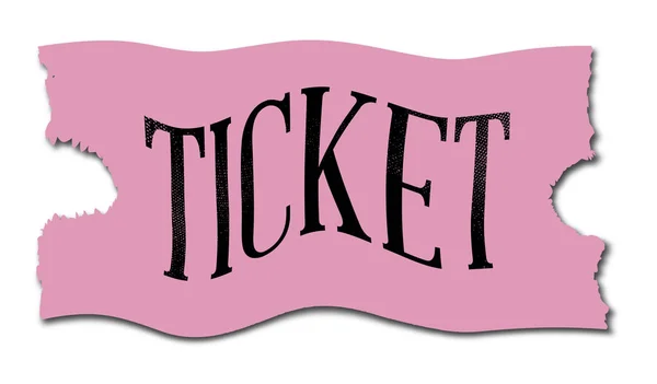 Tiket Gaya Bioskop Pink Atas Latar Belakang Putih — Stok Foto