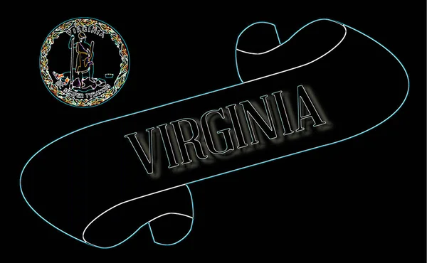 Üzerinde Eyalet Bayrağı Olan Virginia Yazısı Bir Parşömen — Stok fotoğraf