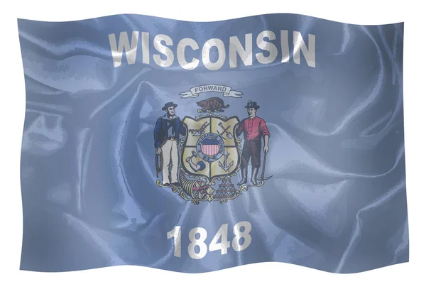 The state flag of the USA state of Wisconsin waving in the wind