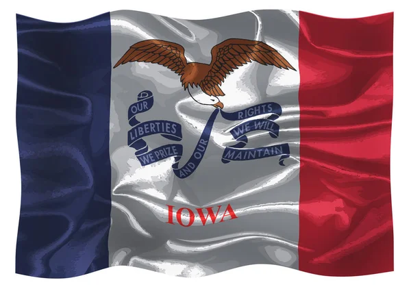 Vlajka Státu Iowa Usa Vlaje Větru — Stock fotografie