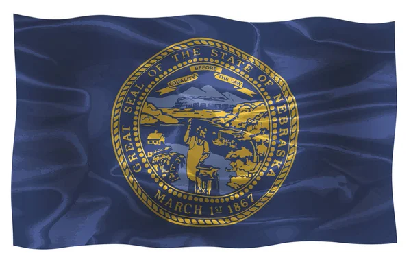 そよ風に揺れてネブラスカ州のアメリカの州の旗 — ストック写真