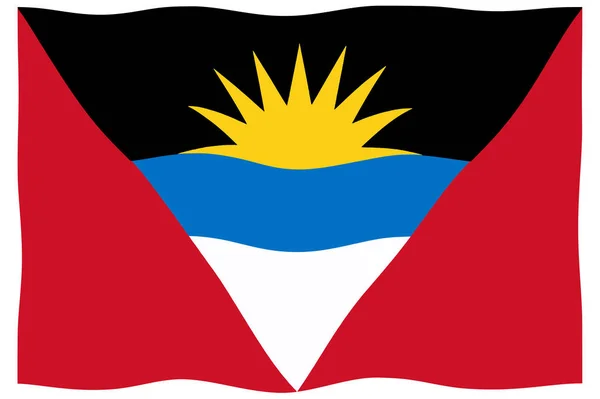 Bandera Nacional Antigua Barbuda Ondeando Brisa — Foto de Stock