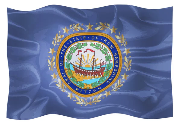 State Flag State New Hampshire Fluttering White Background — Stock Photo, Image