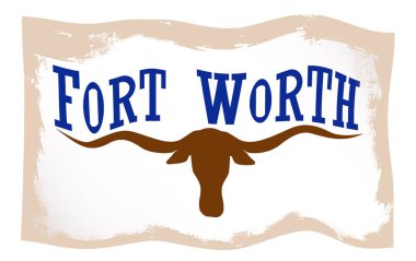 The flag as adopted by the city of Fort Worth waving in the breeze clipart
