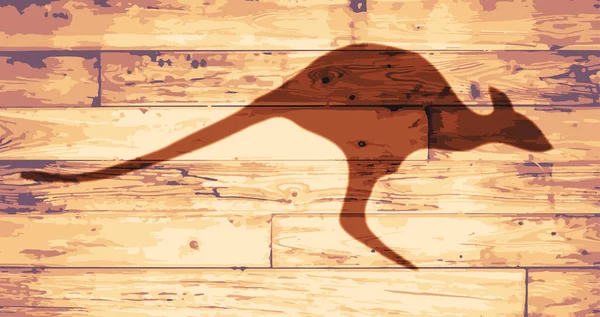 Australian Kangaroo Silhouette Brandeded Wooden Planks — Stock Photo, Image