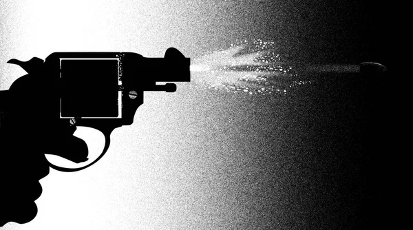 Snub Nose Revolver Pistol Firing Muzzle Flash Speeding Bullet — Stock Photo, Image