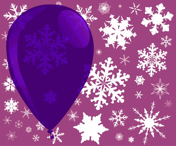 Large Floating Balloon Surounded Falling Snowflakes — Stock Photo, Image