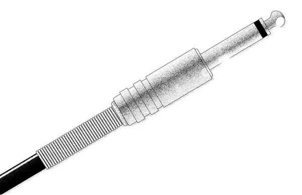 Typical Metal Mono Guitar Jack Plug Outline Sketch — Stock Photo, Image