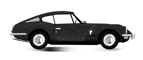 Класичний Стара Британський Жорсткий Верхній Спортивний Автомобіль Ескіз Над Білим — стокове фото