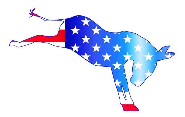 美国民主党的驴旗覆盖了白色的背景 — 图库照片
