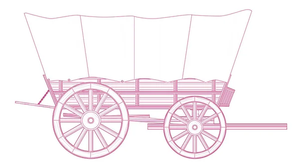 Une Roue Typique Wagon Couvert Ouest — Photo