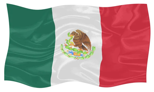 Шелковый Флаг Южноамериканской Страны Мексики Развевающийся Ветру — стоковое фото
