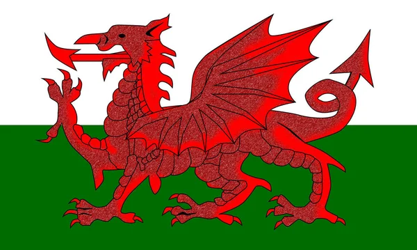 ウェールズの国民の赤いドラゴンの旗 — ストック写真