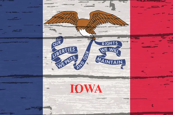 Bandera del Estado de Iowa en madera vieja — Archivo Imágenes Vectoriales