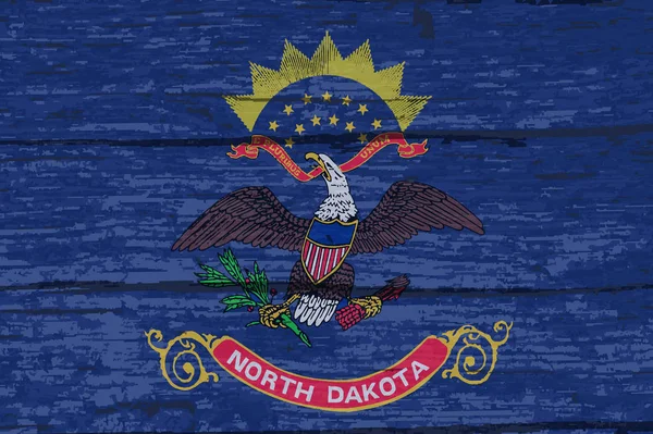 Vlag Van Amerikaanse Staat North Dakota Een Houten Achtergrond — Stockvector