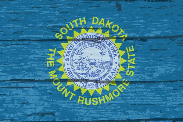 Flaga Usa Stan Dakota Południowa Drewnianym Tle — Wektor stockowy
