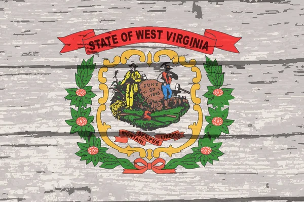 Drapeau État Américain Virginie Occidentale Sur Fond Bois — Image vectorielle