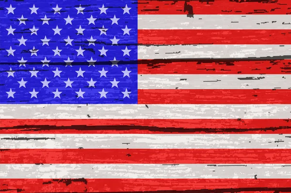 Usa Stars Stripes Flag Driftwood Timber Background White Paint Overlay — Stock Vector