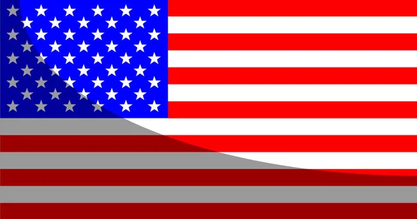 Bandeira Stars Stripes Dos Estados Unidos América Com Sombra Curva — Vetor de Stock