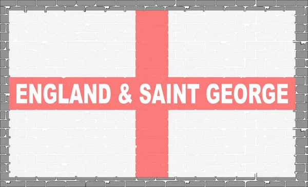イギリスの聖ジョージの旗の背景としてのレンガの壁のセクション — ストックベクタ