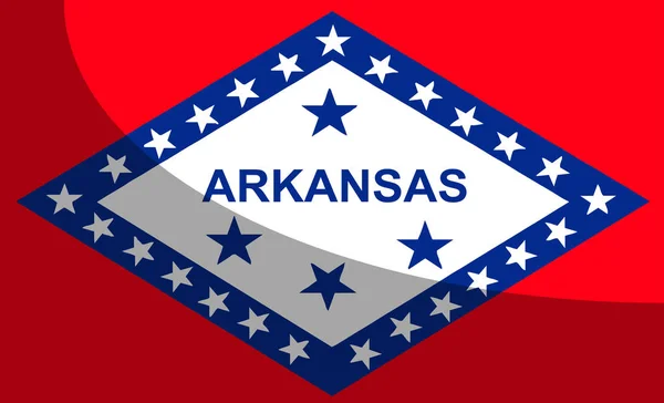 Staatsvlag Van Amerikaanse Staat Arkansas Geïsoleerd Met Schaduw — Stockvector