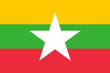 Afrika ülkesi Myanmar 'ın ulusal bayrağı