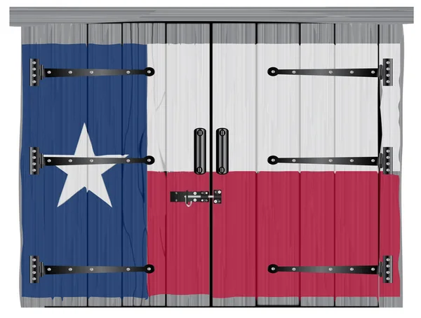Kapalı Eski Ahşap Bir Ahır Sürgülü Menteşeli Boyalı Bir Teksas — Stok Vektör