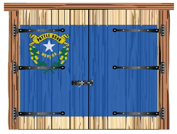 Porta do celeiro fechada com bandeira do estado de Nevada —  Vetores de Stock