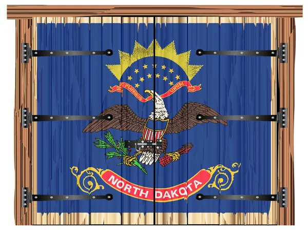 Zavřené dveře stodoly s North Dakota státní vlajka — Stockový vektor