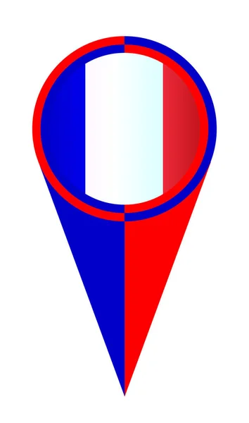 Red White Blue Stars Stripes Map Pointer Pin Icon France — Stock Vector