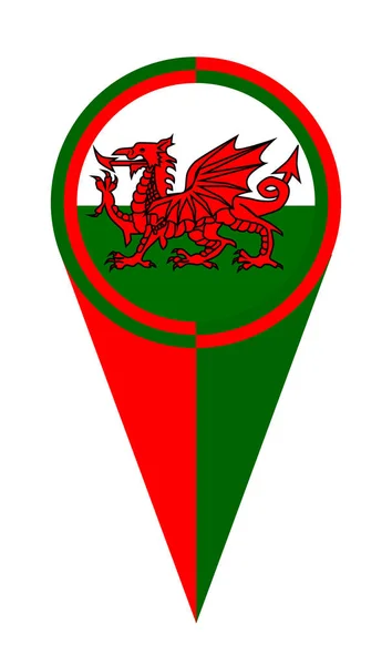 Röd Vit Och Grön Walesisk Karta Pekare Pin Ikon Plats — Stock vektor