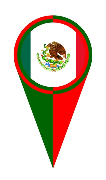 Vermelho Branco Verde México Mapa Ponteiro Pino Ícone Localização Marcador — Vetor de Stock