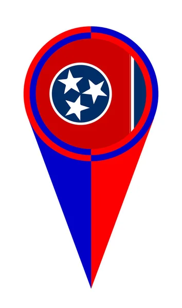 Tennessee Kaart Pointer Pin Pictogram Locatie Vlag Marker — Stockvector