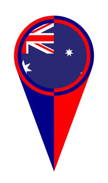 Australie Carte Pointer Pin Icône Emplacement Drapeau Marqueur — Image vectorielle