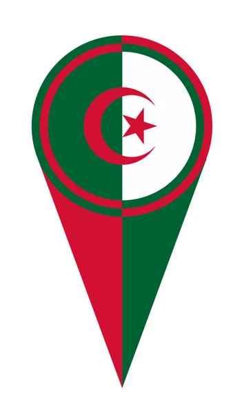 Algeria Mappa Puntatore Pin Icona Posizione Flag Marker — Vettoriale Stock