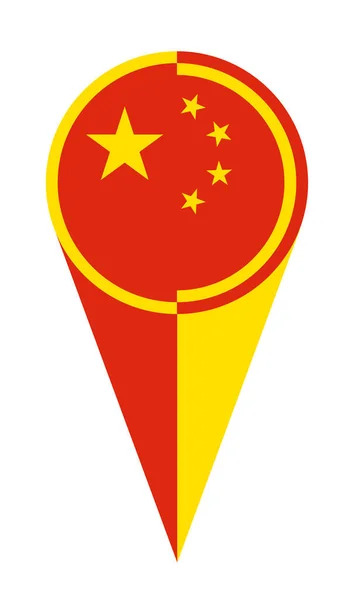 Kina Karta Pekare Pin Ikon Plats Flagga Markör — Stock vektor
