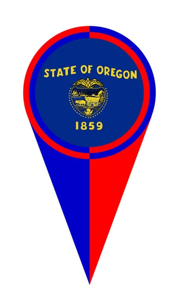 Oregon Kaart Pointer Pin Pictogram Locatie Vlag Marker — Stockvector