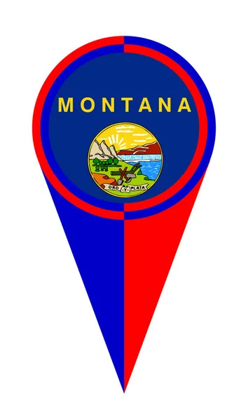 Montana Mapa Puntero Pin Icono Ubicación Bandera Marcador — Vector de stock